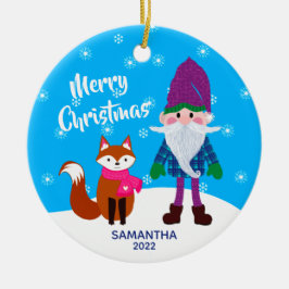 God jul Gnome Fox Personlig Julgransprydnad Keramik