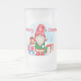 God jul Gnome Frosted Glass Beer Mugg