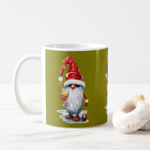 God jul Gnome Gonk med ett glas Kaffemugg