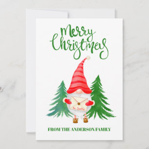 God jul Gnome Hälsning Helgdagars-kort Julkort