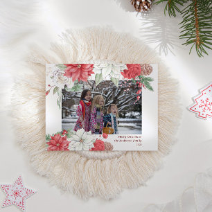 God jul Gnome Helgdag Blommigt Photo Inbjudan Vykort