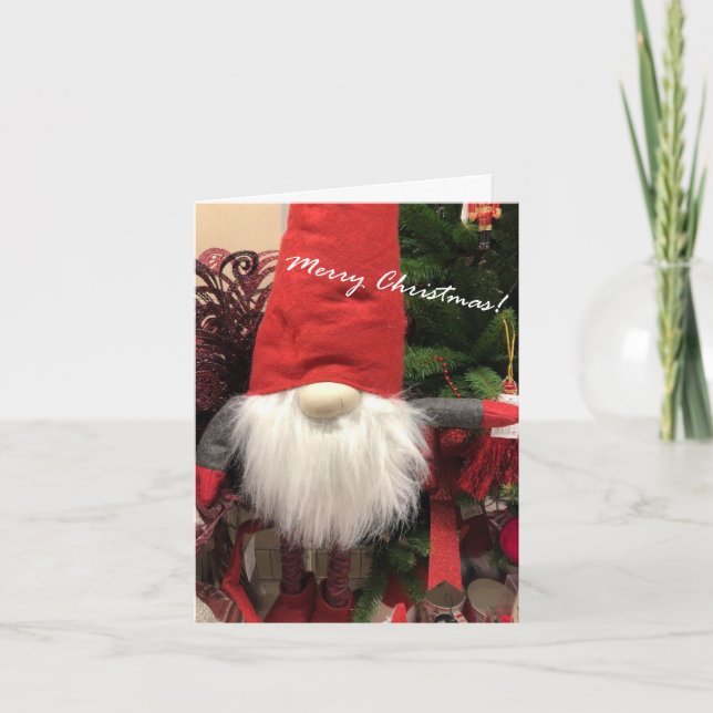 God jul Gnome Joy och Magic Helgdag Card Kort (Framsida)