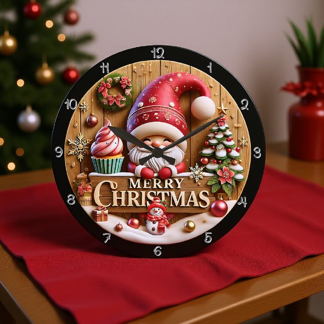 God jul Gnome med Cupkaka Stor Klocka (Skapare uppladdad)