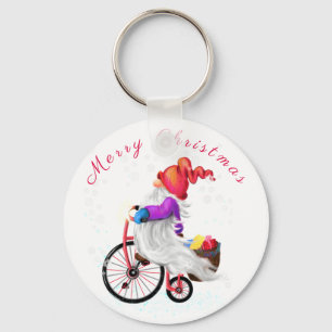 God jul Gnome med nyckelkedjan Bike och Gifts Nyckelring