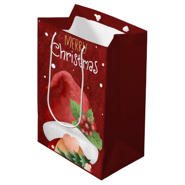 God jul Gnome Medium Gift Bag (Framsidan Vinklad)
