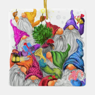 god jul Gnome Party Funny Teckning Julgransprydnad Keramik