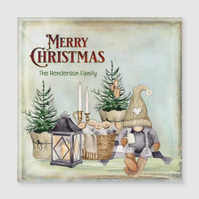 God jul Gnome Picnic Rustic Cabin (Framsida)