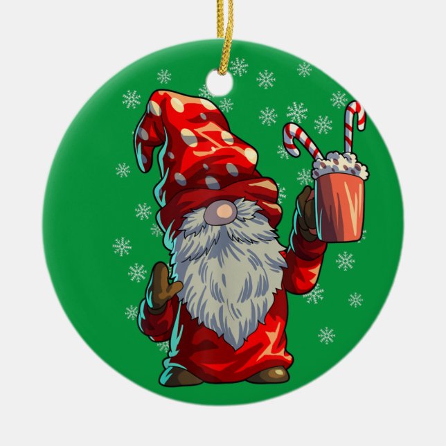 God jul Gnome Shirt Manar Women Buffalo Play Red Julgransprydnad Keramik (Framsidan)