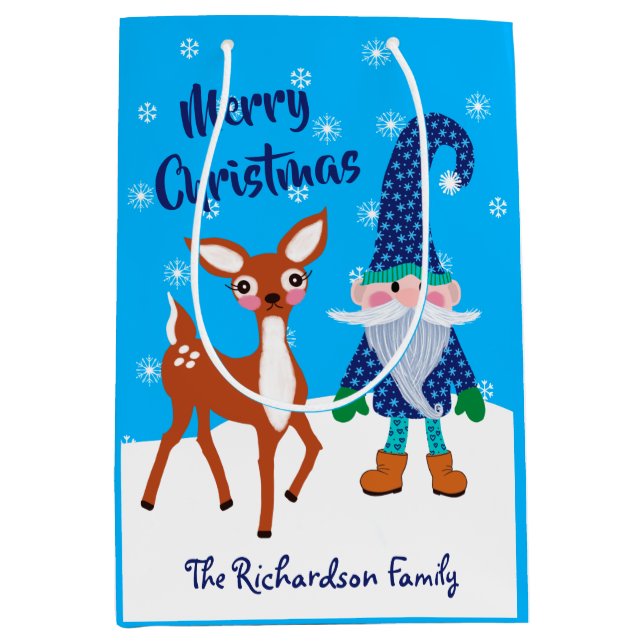 God jul Gnome Snöflingor Hjort Namn (Framsidan)