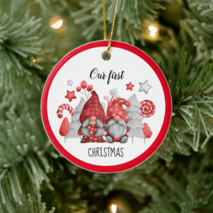 God jul Gnomes Ceramic Ornament