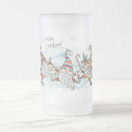 God jul Gnomes Frosted Glass Beer Mugg