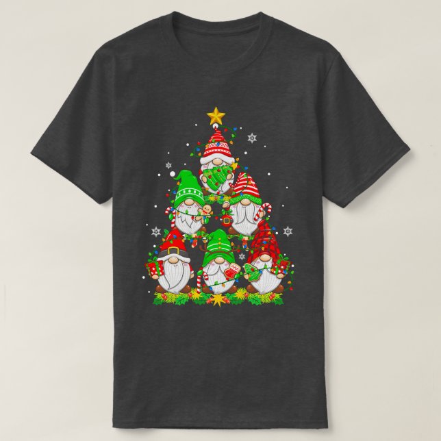 God jul Gnomes Funny Familj Pajamas Gnome Kristus T Shirt (Design framsida)