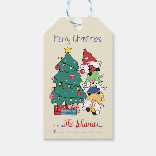 God jul Gnomes Presentetikett (Framsidan)
