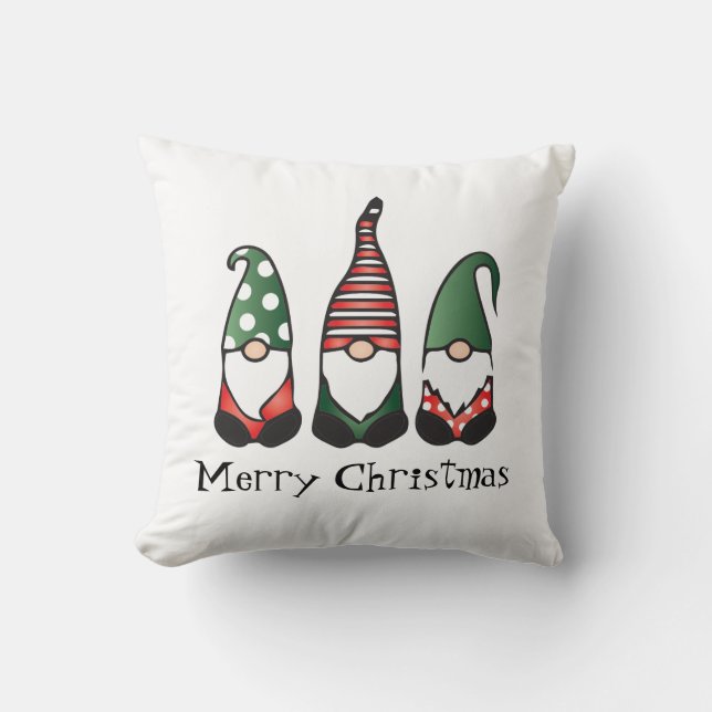 God jul Gnomes Red Grönt Kudde (Framsida)