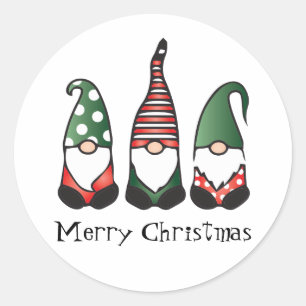 God jul Gnomes Red Grönt Runt Klistermärke