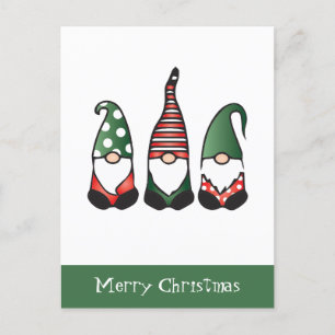 God jul Gnomes Red Grönt Vykort