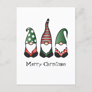 god jul Gnomes Red Grönt Vykort