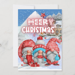 God jul Gnomes red. och blue snö Julkort