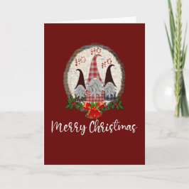 God jul Gnomes Red, Rustic, Play, Trendig Kort