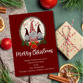 God jul Gnomes Red, Rustic, Play, Trendig Kort