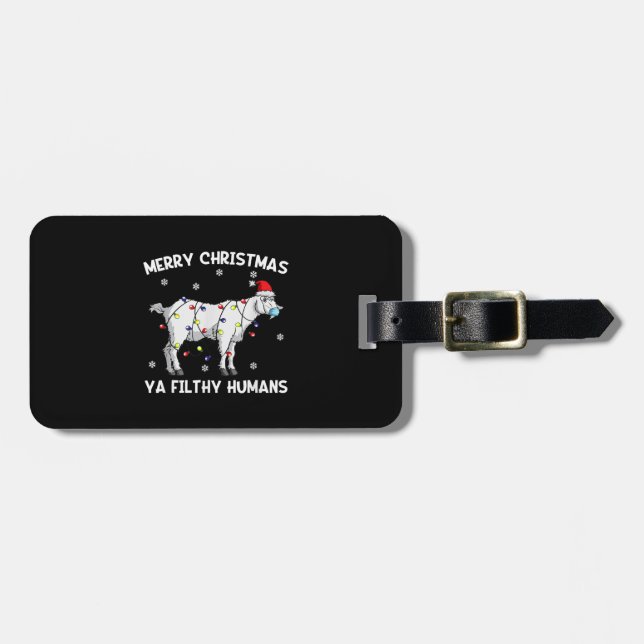 God jul Goat Ansikte Mask Goat Santa Bagagebricka (Horisontell Framsida)
