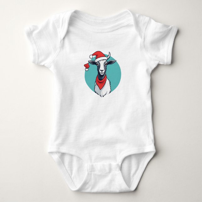 God jul Goat med Santa Hat, Helgdag Goat T Shirt (Framsida)