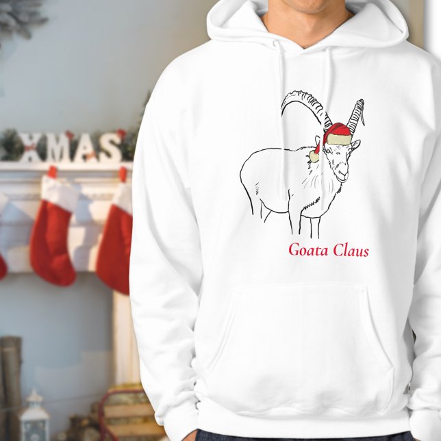 God jul, Goat Teckning Hoodie (Funny christmas goat sweatshirt Goata Claus)