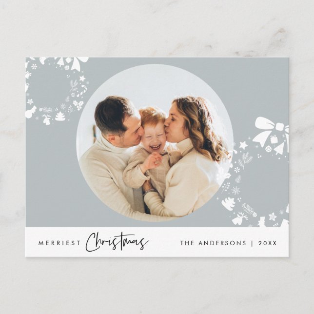 God jul, God jul-familjens foto Vykort (Framsida)