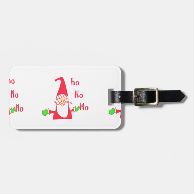 God jul God jul Funny Santa Hohoho Bagagebricka (Horisontell Framsida)