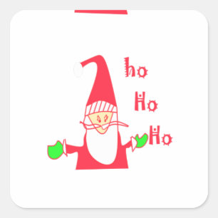 God jul God jul Funny Santa Hohoho Fyrkantigt Klistermärke