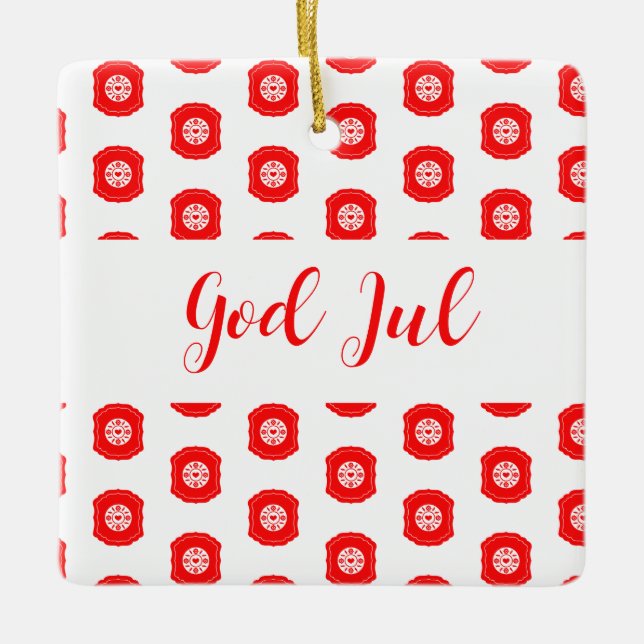 God Jul God jul Scandinavian mönster gift Julgransprydnad Keramik (Framsida)