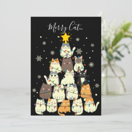 God Jul God Katt-Jul Katt Träd Julkort