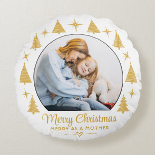 God Jul God Som En Mor Vit Guld Foto Rund Kudde