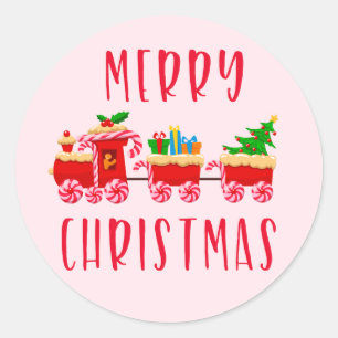 God Jul Godis Tåg Jul Holiday Runt Klistermärke