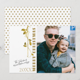 God jul Gold Foil Holly Single Photo Julkort