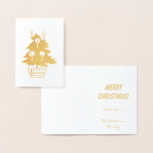 God jul Gold Foil Julgran Candles Folierat Kort