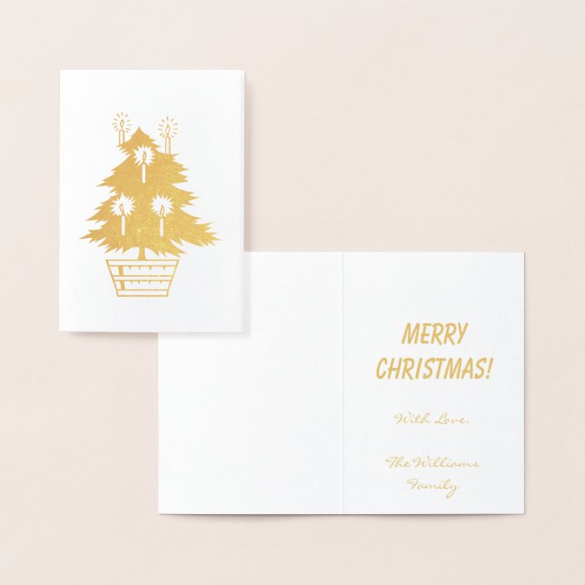 God jul Gold Foil Julgran Candles Folierat Kort (Display)