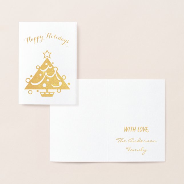 God jul Gold Foil Julgran Stars Folierat Kort (Display)