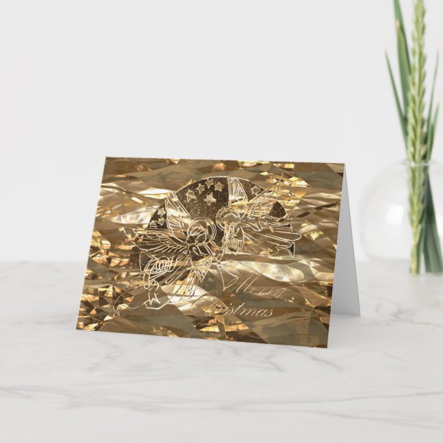 God jul Golden Änglar spelar Trumpet Chic Helgkort (Framsida)