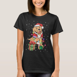 God jul Golden Doodle Santa Hat Ljus Xma T Shirt