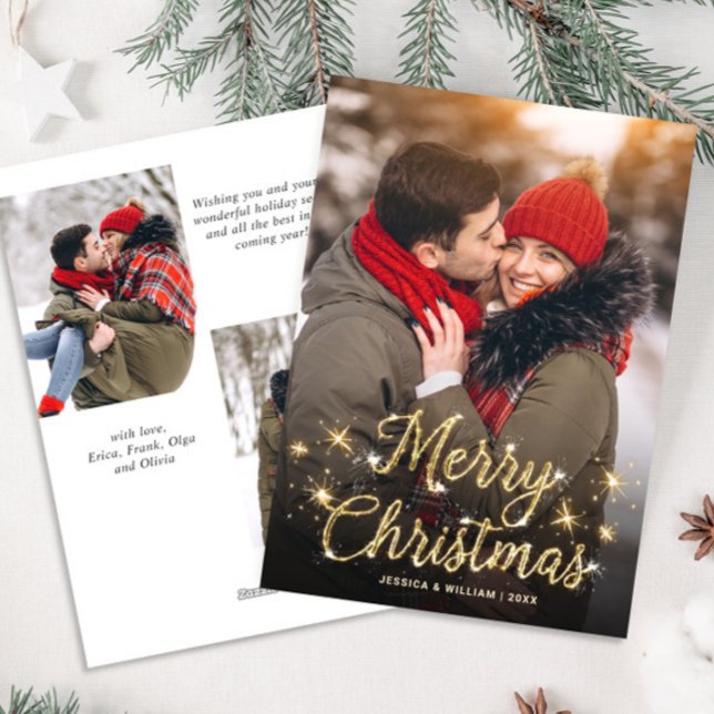 God jul Golden Gnistra 3 PHOTO Hälsning Julkort (Skapare uppladdad)