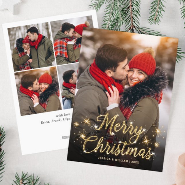 God jul Golden Gnistra 5 PHOTO Hälsning Julkort (Skapare uppladdad)