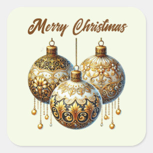 God jul golden lökar lägg till text fyrkantigt klistermärke