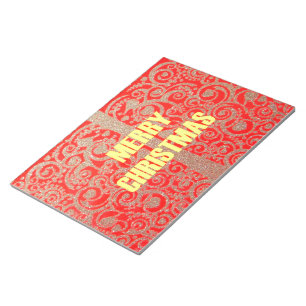 God jul Golden Red Snö Glitter Hearts Art Anteckningsblock