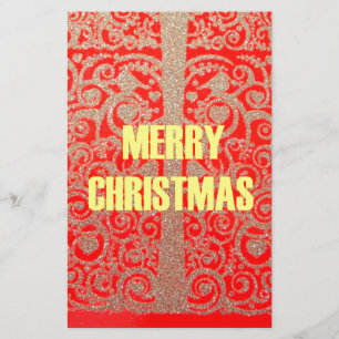God jul Golden Red Snö Glitter Hearts Art Brevpapper