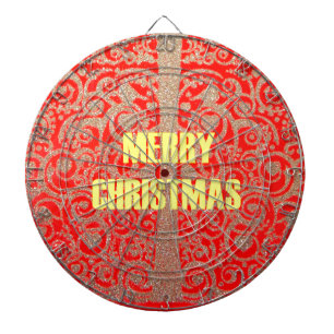 God jul Golden Red Snö Glitter Hearts Art Darttavla
