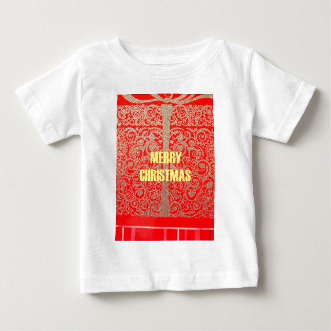 God jul Golden Red Snö Glitter Hearts Art Tee (Framsida)