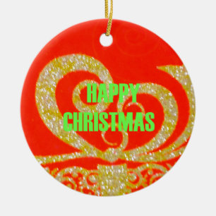 God jul Golden Red Snowflex.jpg Julgransprydnad Keramik