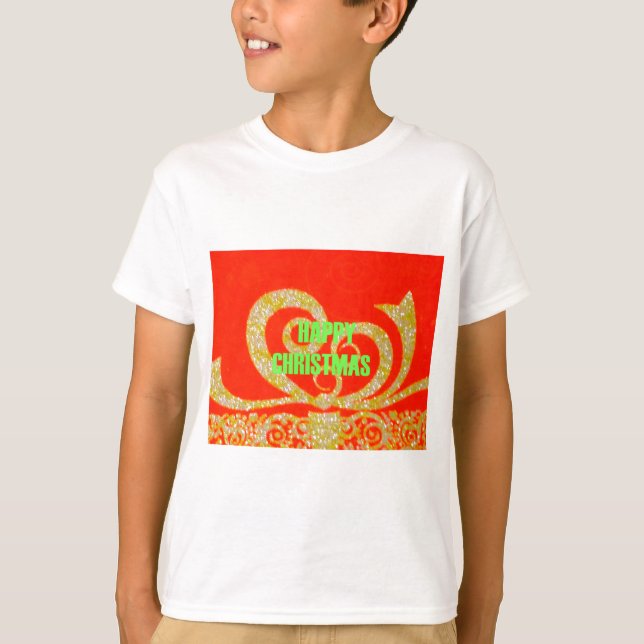 God jul Golden Red Snowflex.jpg T Shirt (Framsida)