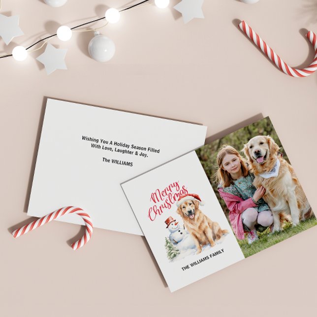 GOD JUL GOLDEN RETRIEVER ENSKILD FOTO JULKORT (elegant GOLDEN RETRIEVER THEMED CHRISTMAS CARD WITH SINGLE VERTICAL PHOTO AND CUSTOM MESSAGE DIGITAL)